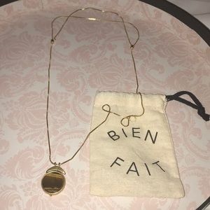 Madewell Gold & Brown Stone Reversible Necklace